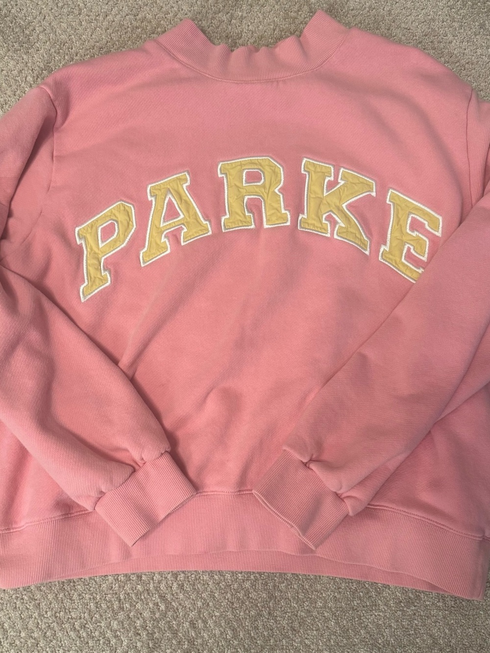 PARKE Pink and Butter Yellow Mockneck Sweatshirt